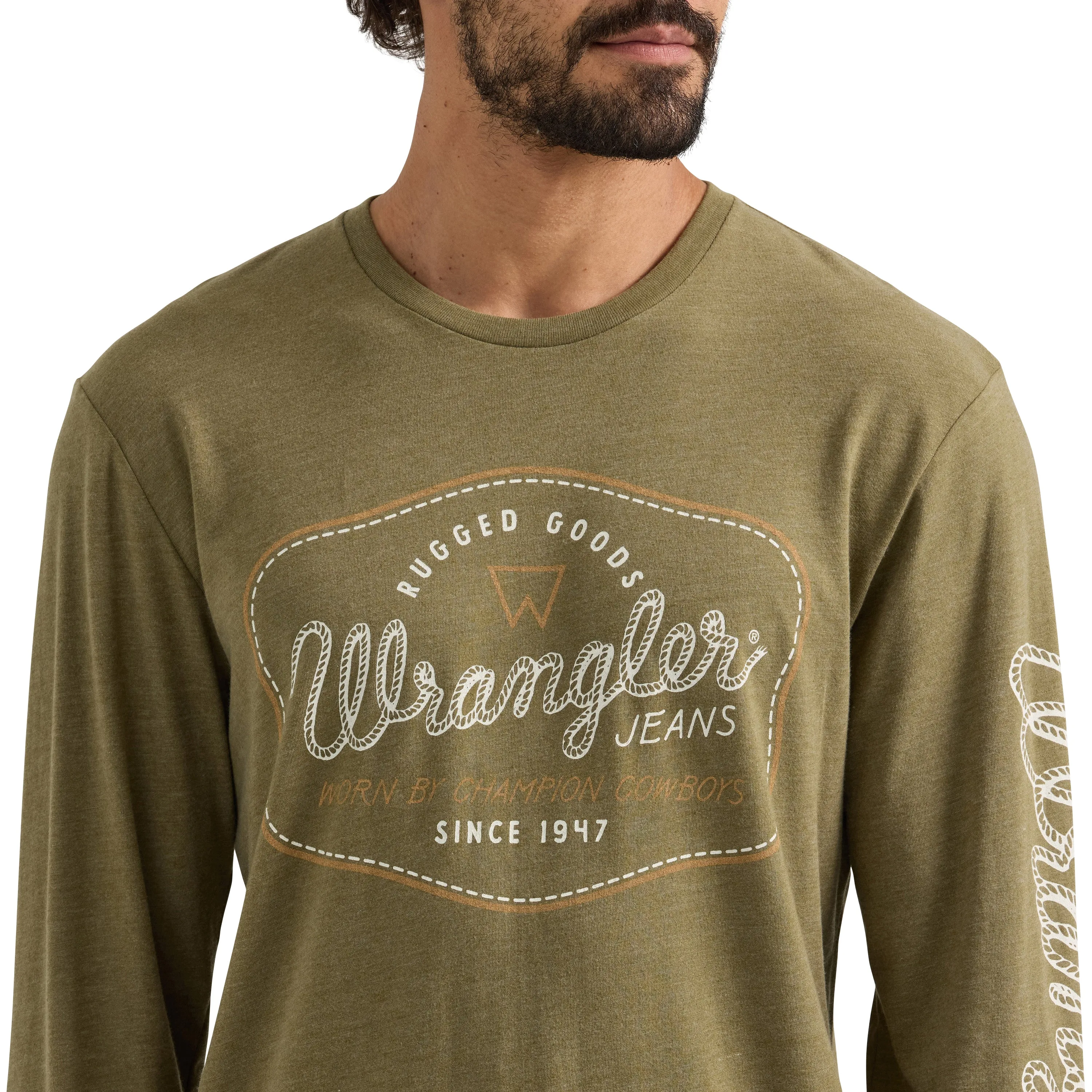 Wrangler Men's Graphic Long Sleeve - Burnt Olive