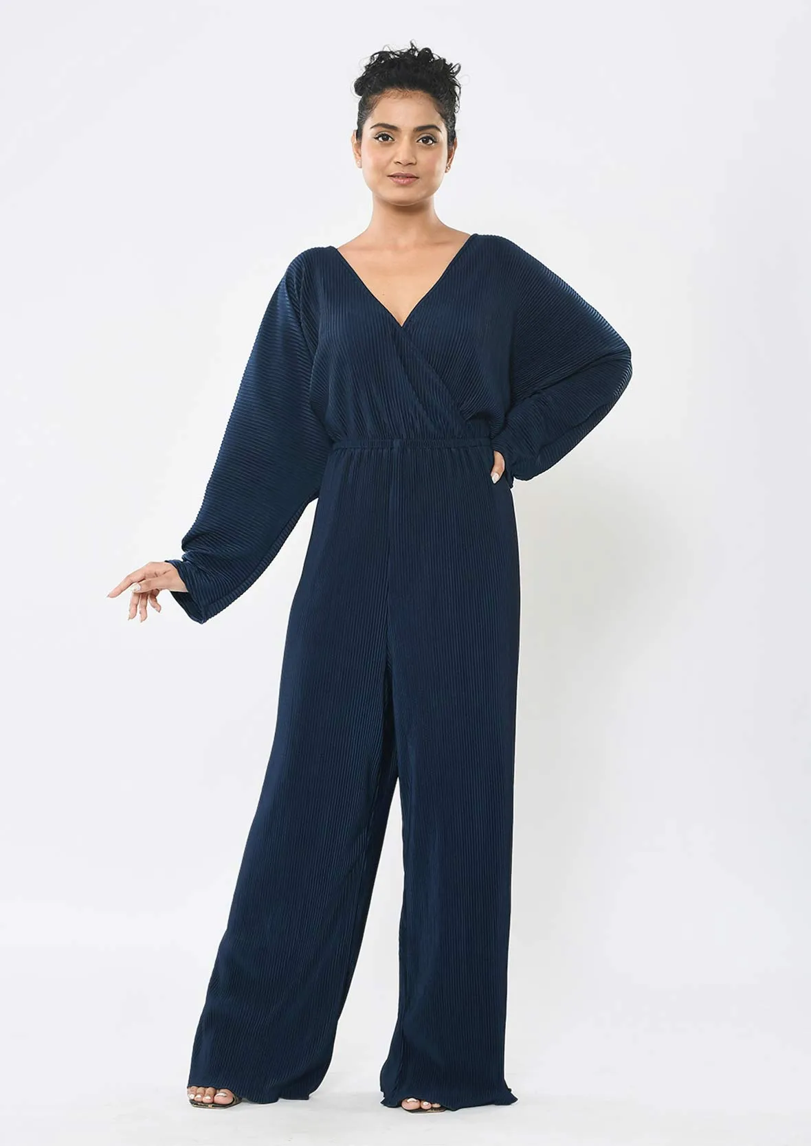 Wrap Front Pleated Jumpsuit